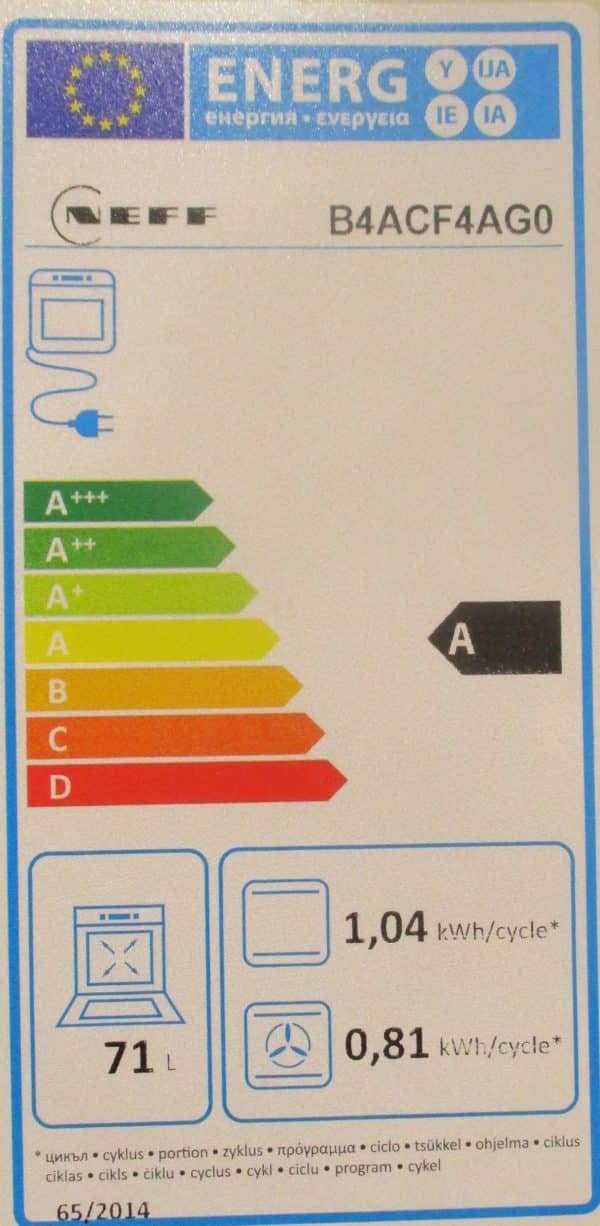 Energieeffizienzstufe A Backofen Neff Koje 23