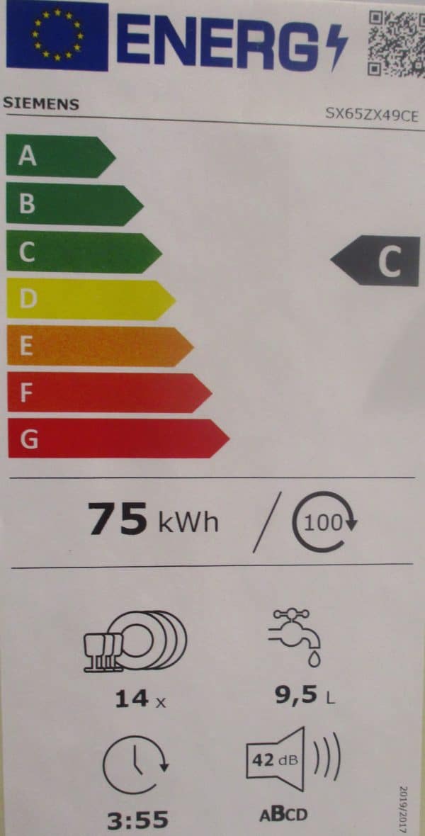 Energieeffizienzklasse C Geschirrspüler Siemens Koje 17