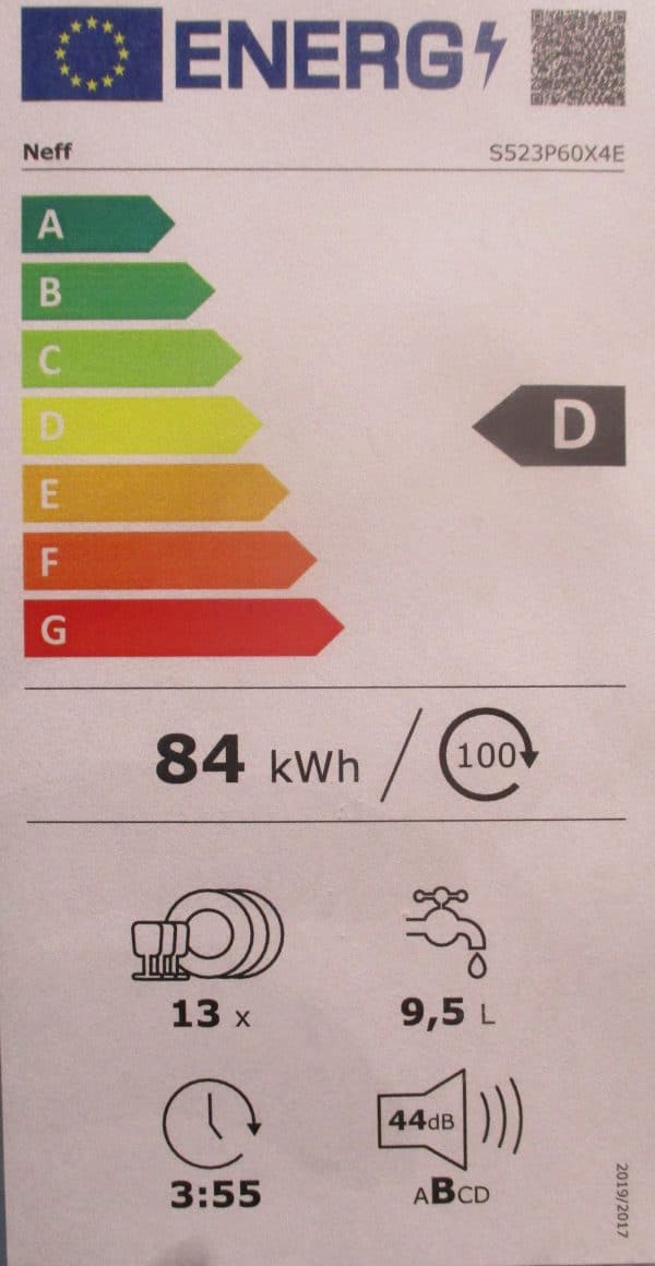 Energieeffizienzstufe D Geschirrspüler Neff Koje 23